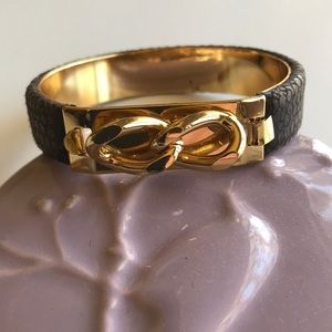 Infinity Snakeskin Bracelet, Gold-tone